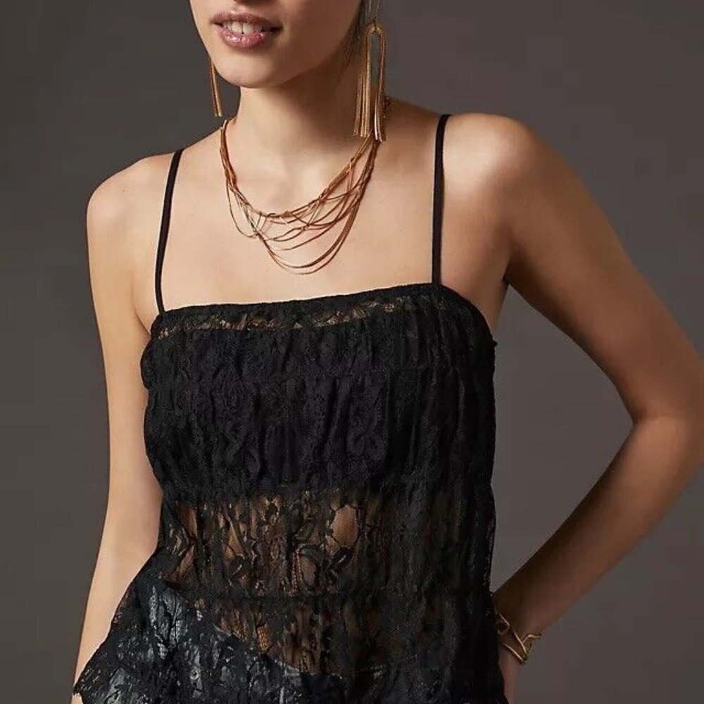NEW Anthropologie Porridge Lace Black Blouse - Large NWT